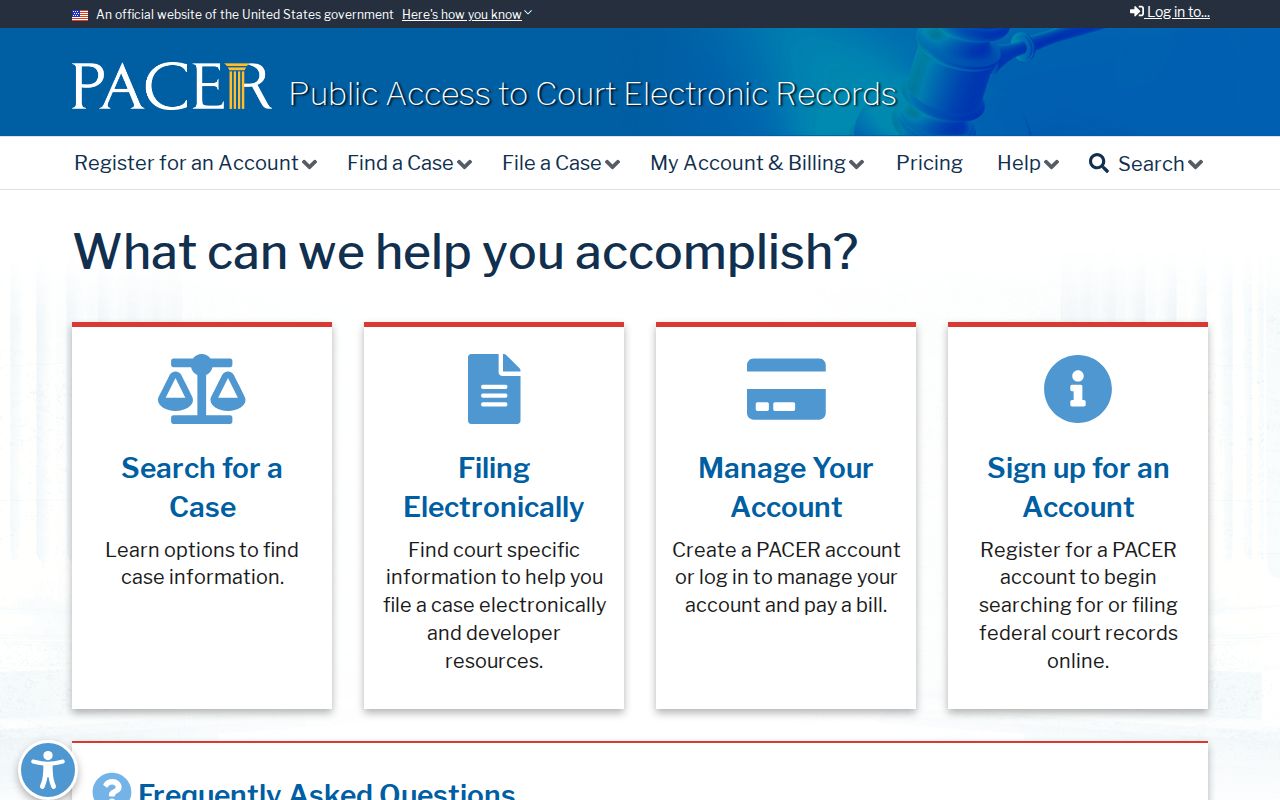 Franklin County court dockets PACER federal docket access portal