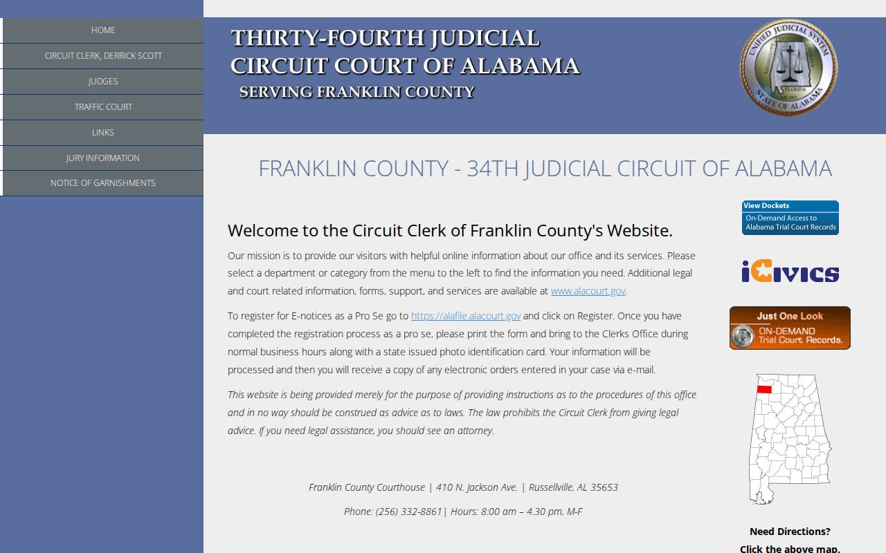 Franklin County Court records AOC home page