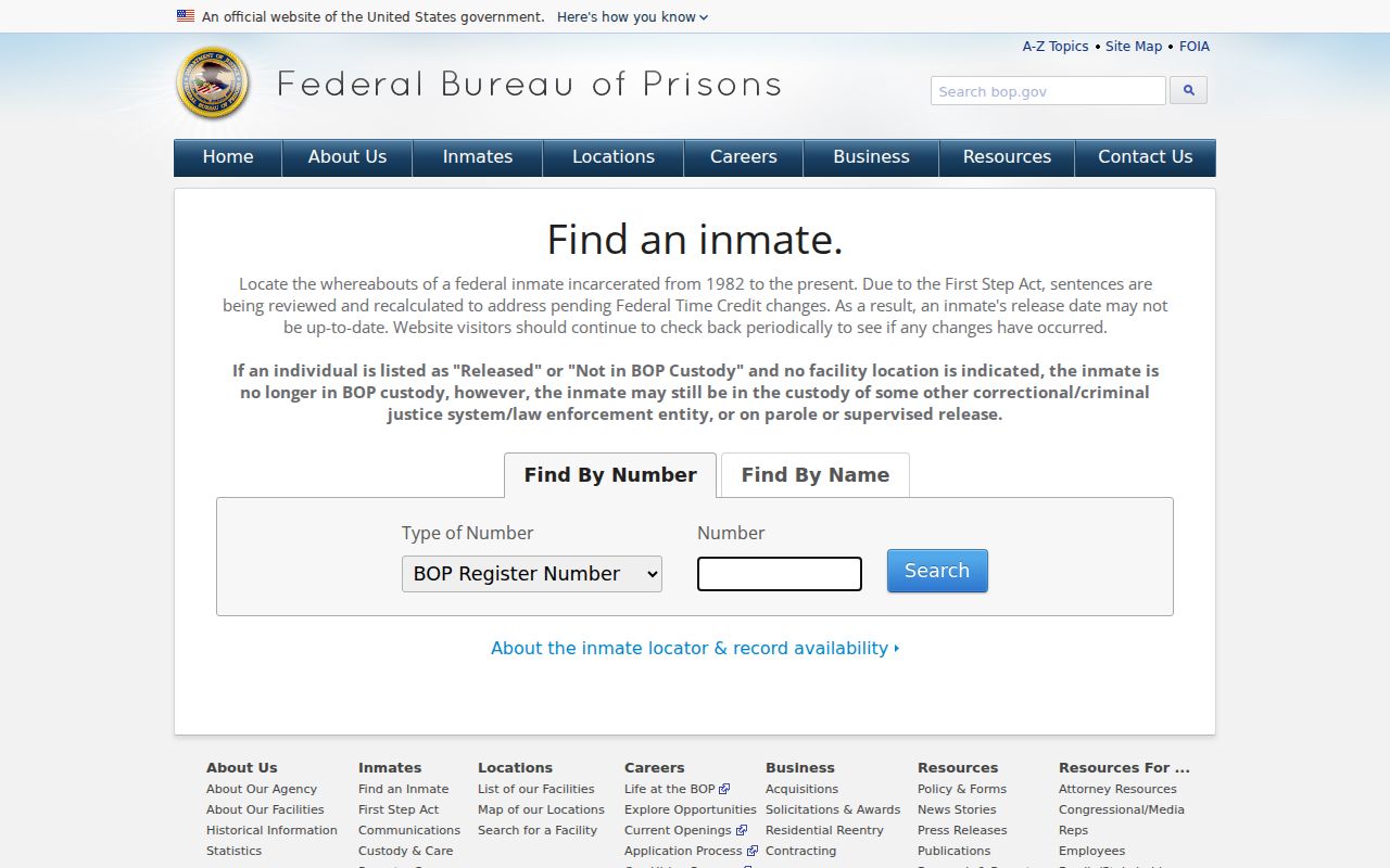 Franklin County inmate search federal Bureau of Prisons locator distinction