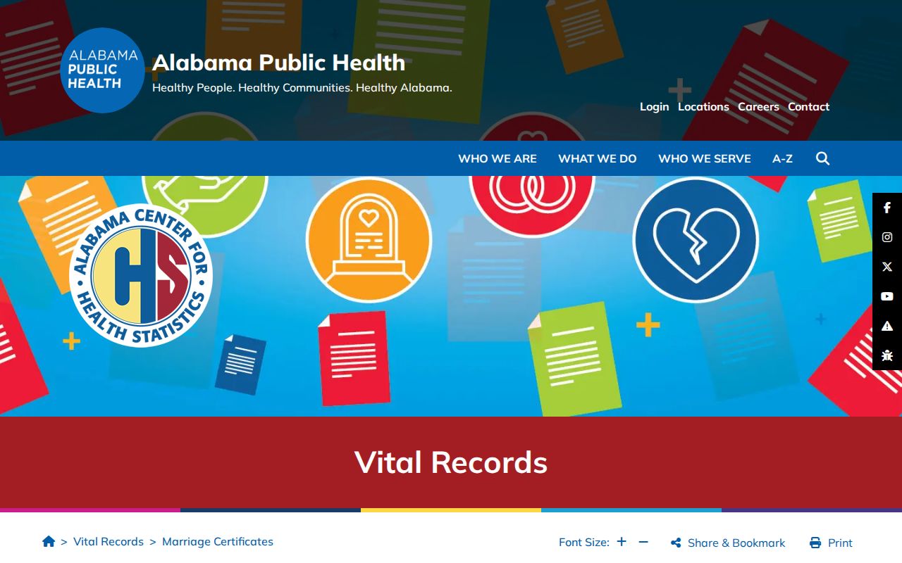 Franklin County marriage records ADPH marriage certificate request page