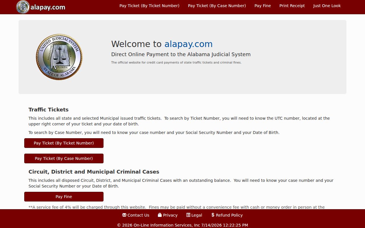 Franklin County traffic court records Alapay home page